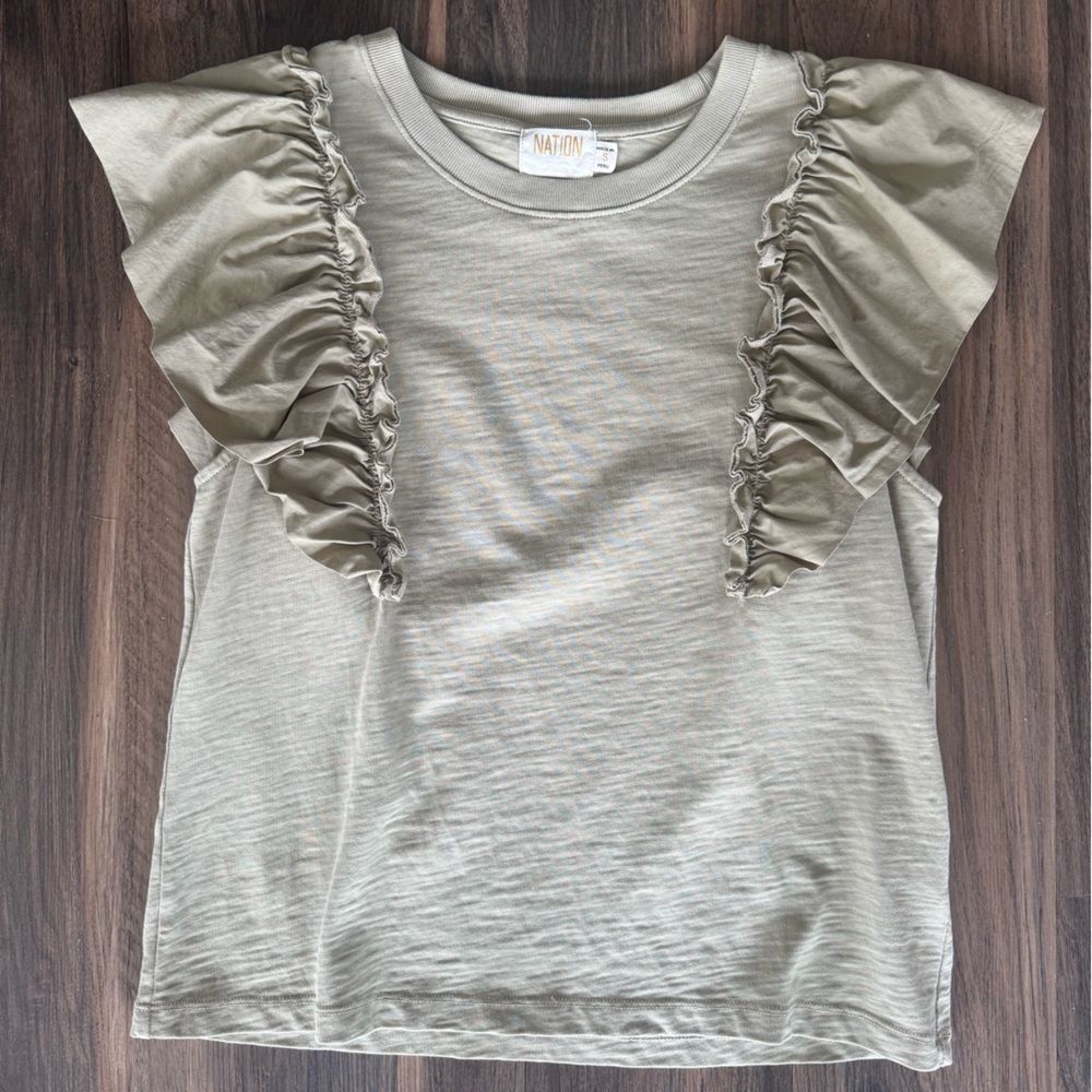 Nation LTD Olive Ruffle Sleeve Tank Top
